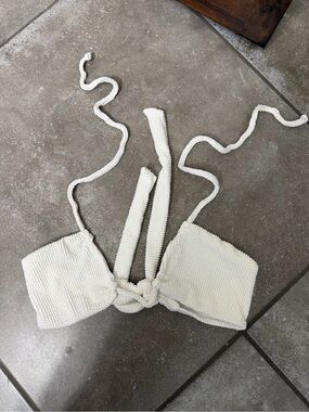 Somerfield Swim White Smocked Triangle Bikini Top